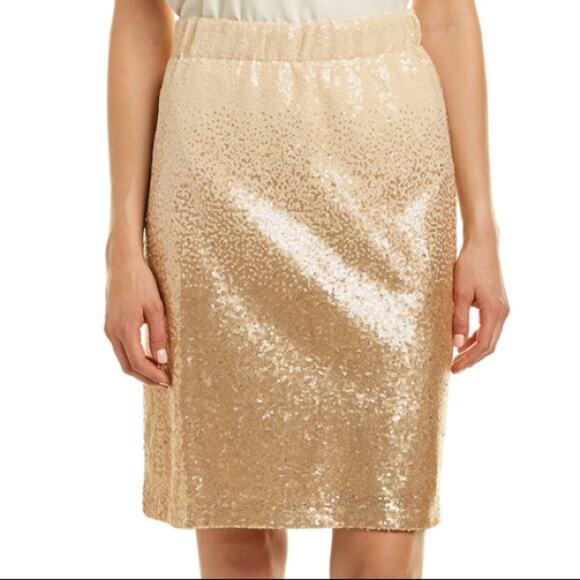 TAHARI Rose Gold Sequin Elastic Waist Straight Skirt XS Ombré Party NWT $118 - Picture 1 of 7